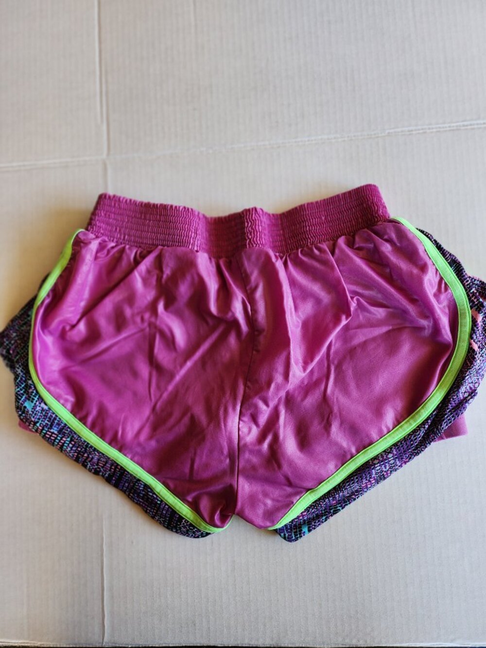 Alto Giro Brazil Athletic Layered Running Shorts Purple Neon Green Trim Size S - Picture 5 of 13